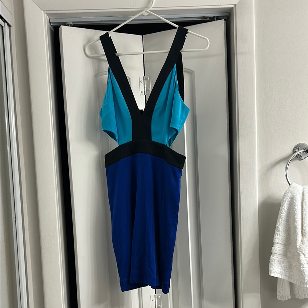 Elegant Blue and Black Women's Dress